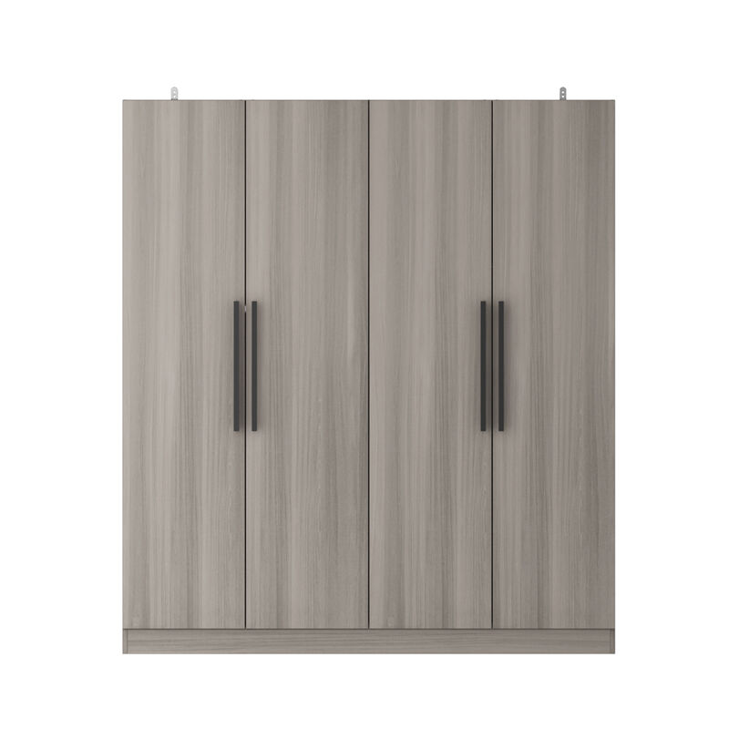 FUFU&GAGA 4-Door White Wardrobe Closet with Ample Storage and Elegant Design (63" W x 19.7" D x 69.7" H ) ,Grey