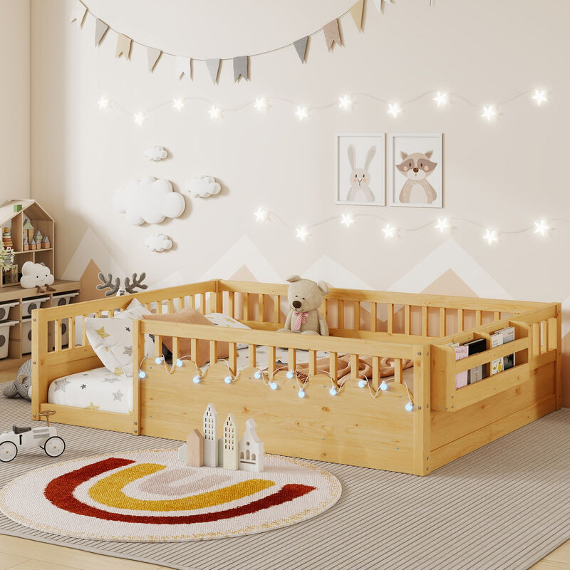 Vimnus Wooden Montessori Kids Toddler Floor Bed image number 1