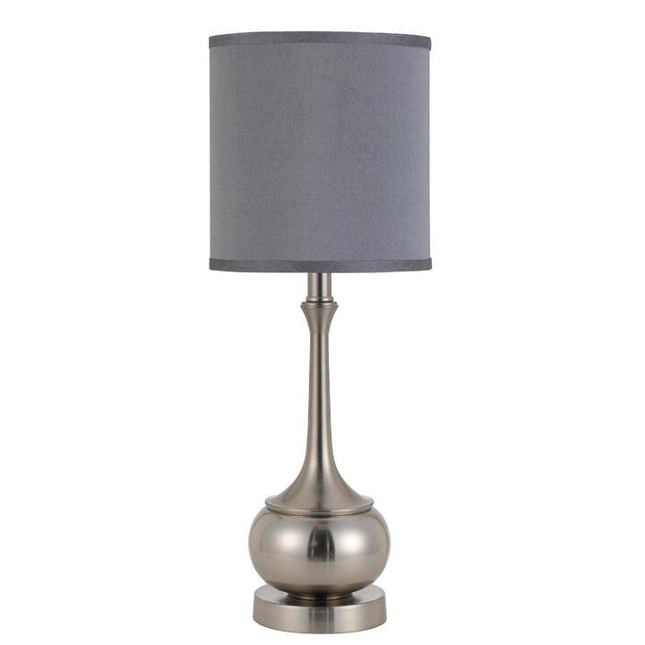 Hivvago 25" Nickel Metal Round Table Lamp With Gray Cone Shade
