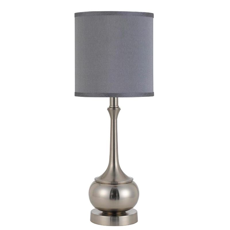 Hivvago 25" Nickel Metal Round Table Lamp With Gray Cone Shade