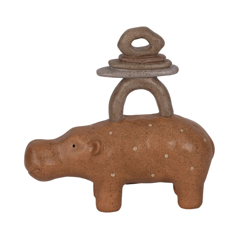 8" Hippo With Stacked Stones image number 0