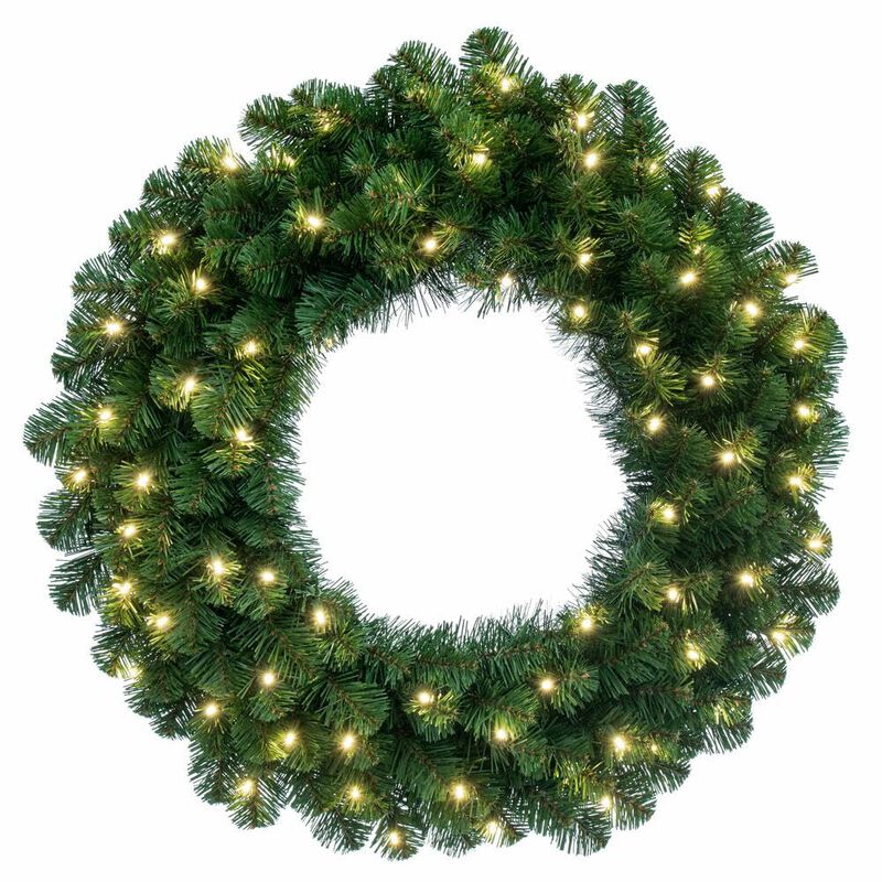 Vickerman 60" Oregon Fir Artificial Christmas Wreath - Warm White Single Mold LED Wide Angle Lights - Faux Holiday Wreath - Indoor and Outdoor Wreath image number 0
