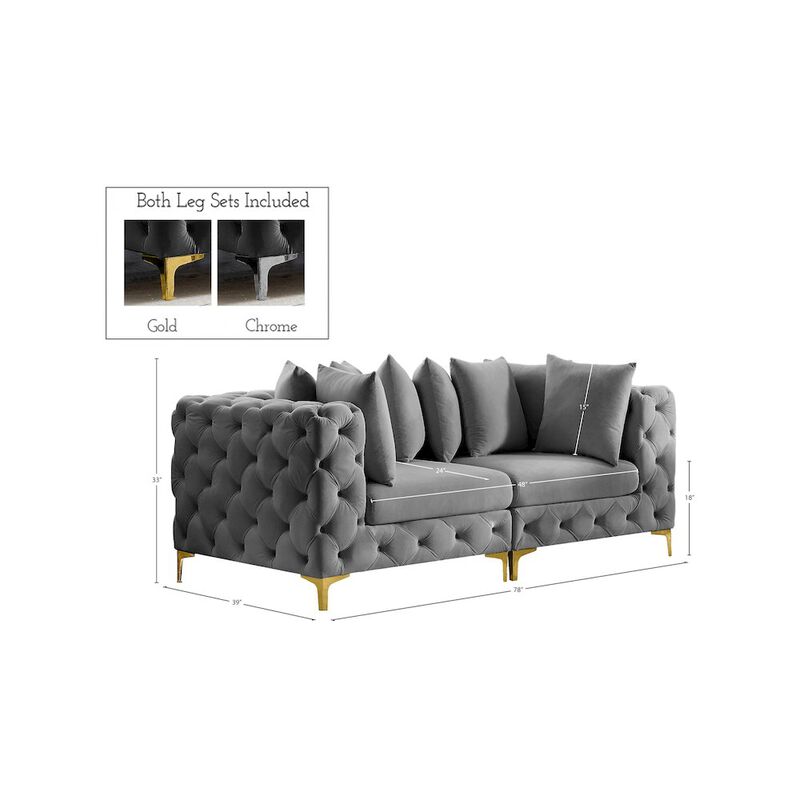 Meridian Furniture Tremblay Grey Velvet Modular Sofa