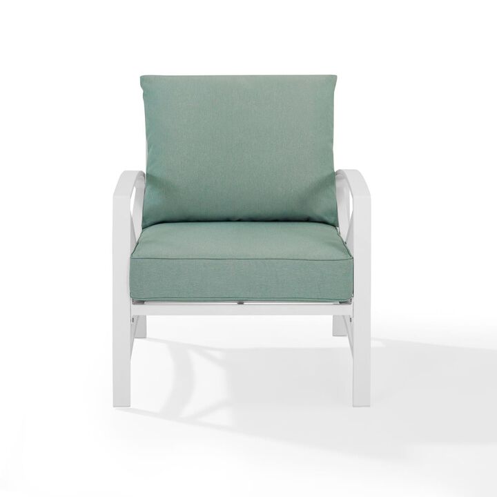 Crosley Furniture  Kaplan Arm Chair in White with Mist Covers - 30.5 x 29 x 33 in.