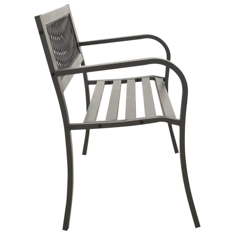 vidaXL Steel Gray Patio Bench - Durable Powder-Coated Construction - Ideal for Patios and Gardens - Compliant with California Proposition 65 Standards.