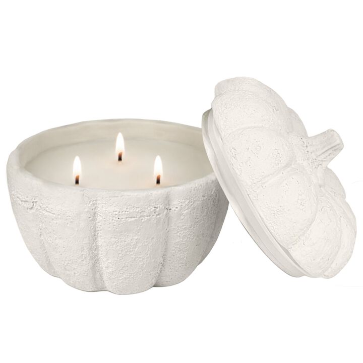 Sweet Water Decor Cashmere and Vanilla 13 oz Soy Candle, Cement Pumpkin Jar