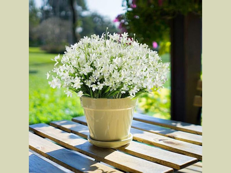 6 Bundle White Artificial Greenery Stems UV Resistant Outdoor Vase Filler image number 2
