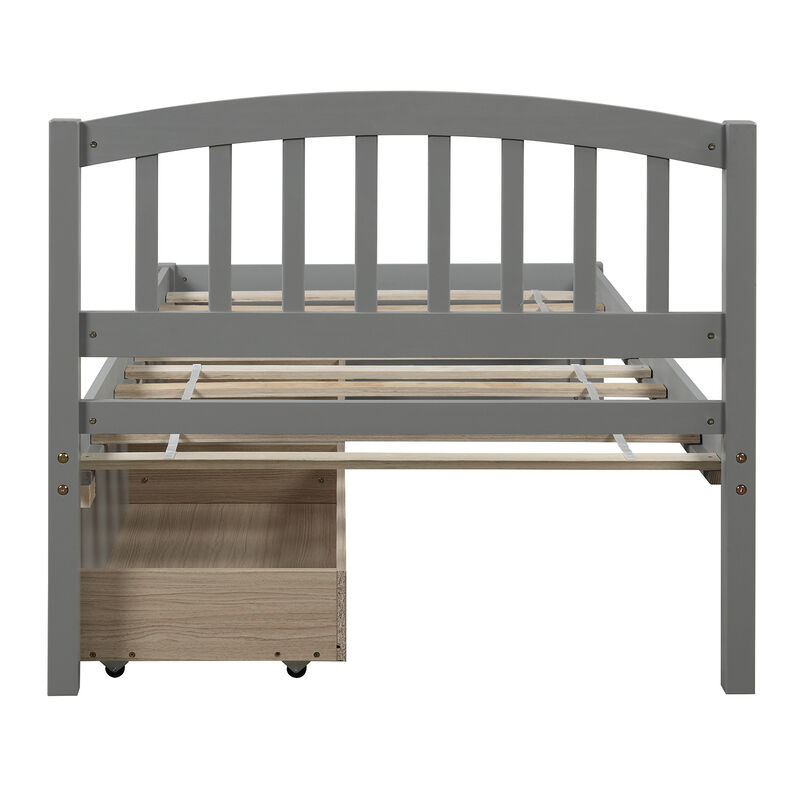 Whisen Elegant Design Twin Size Platform Bed with Two Drawers and Headboard - Gray