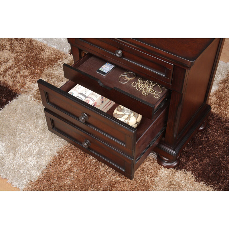 Streamdale Classic Nightstand, Brown Finish, Birch Veneer