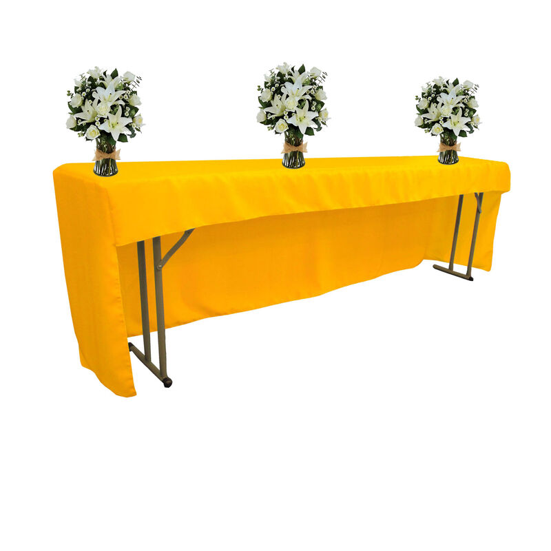 96x18 Inch Open Back Tablecloth Polyester Poplin Fitted Display Table Cover image number 2