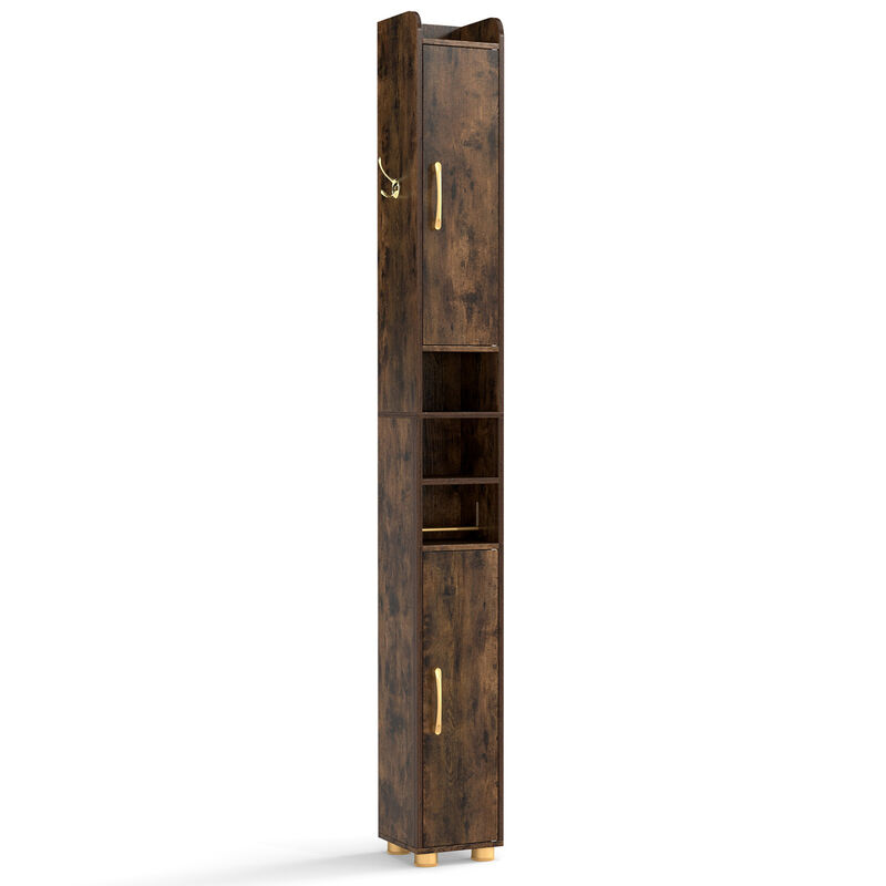 Freestanding Narrow Bathroom Cabinet with Open Shelves and Toilet Paper Holder image number 0