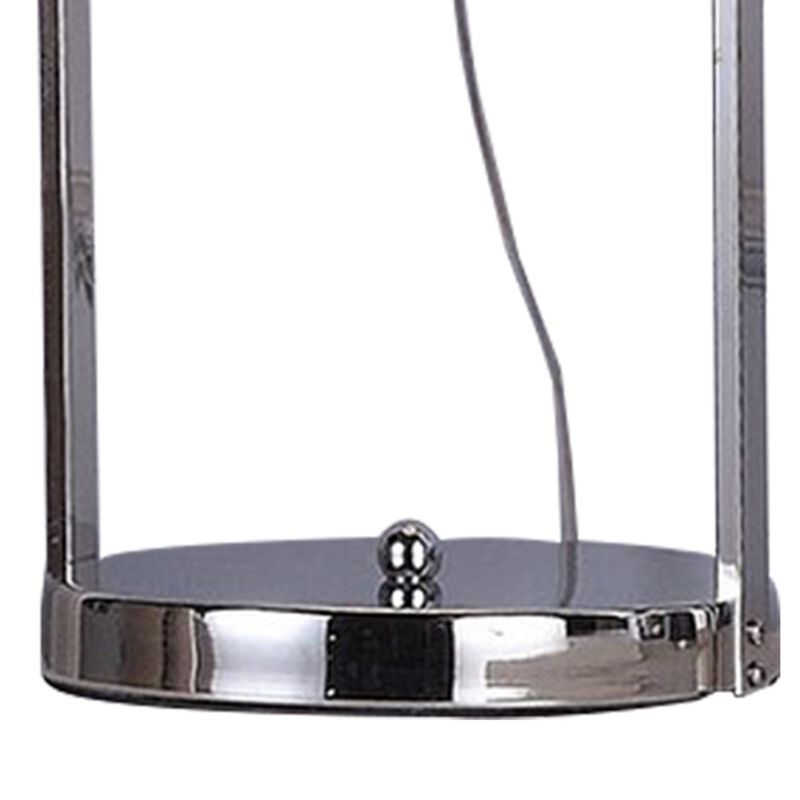 Jim 22 Inch Table Lamp, LED Light, Metal Body, Modern Globe Shade, Silver - Benzara