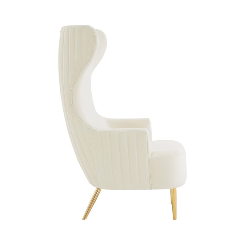 Julia Velvet Channel Tufted Wingback Chair by Inspire Me Home Decor