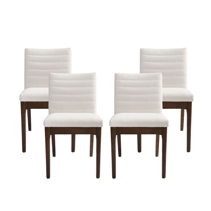Christopher Knight Home Ivy Mid-Century Modern Channel Stitch Dining Chairs (Set of 4)