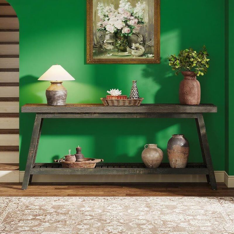 Narrow Console Table with Storage Shelf for Living Room or Hallway