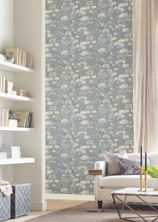 Botanical Fantasy Grey Wallpaper