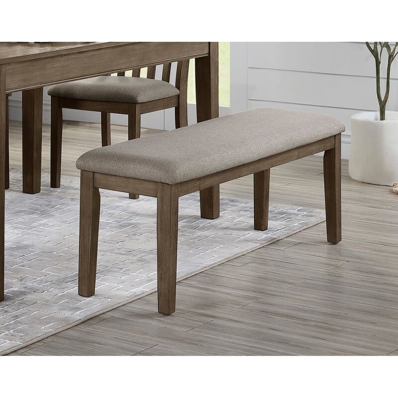 Streamdale Brushed Brown Bench with Fabric Upholstery