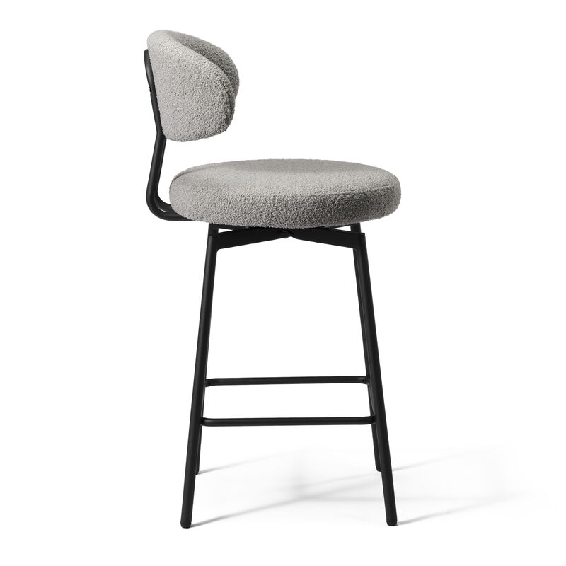 WestinTrends Modern Upholstered Sherpa Fabric Counter Height Bar Stools with Back (Set of 2) image number 3