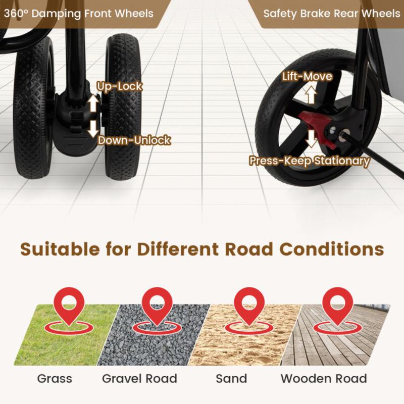 Hivvago 4-in-1 Double Pet Stroller with Detachable Carrier and Travel Carriage