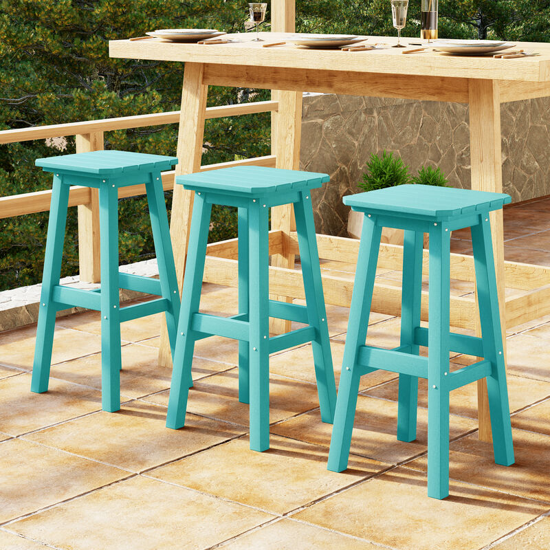 WestinTrends 29" HDPE Outdoor Patio Square Bar Stools Set of 3
