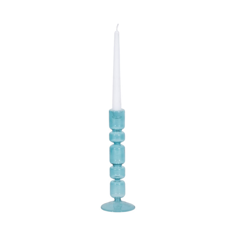 10" Mixed Bubble Taper Candleholder, Blue image number 1