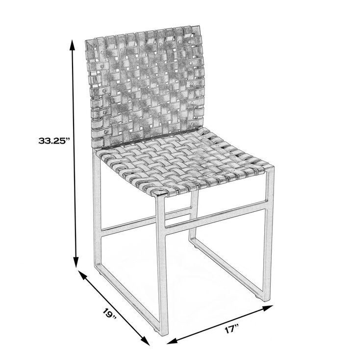 Butler Specialty Urban Woven Leather Side Chair, Medium Brown