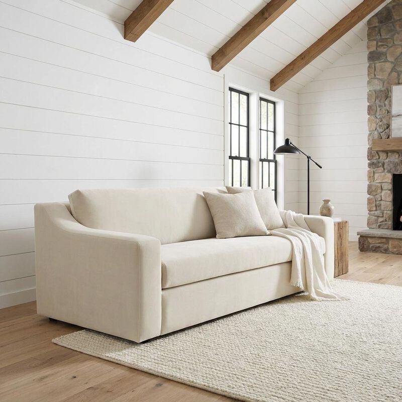 Performance Velvet Sofa, Comfy Modern Couch for Living Room, Taupe image number 3