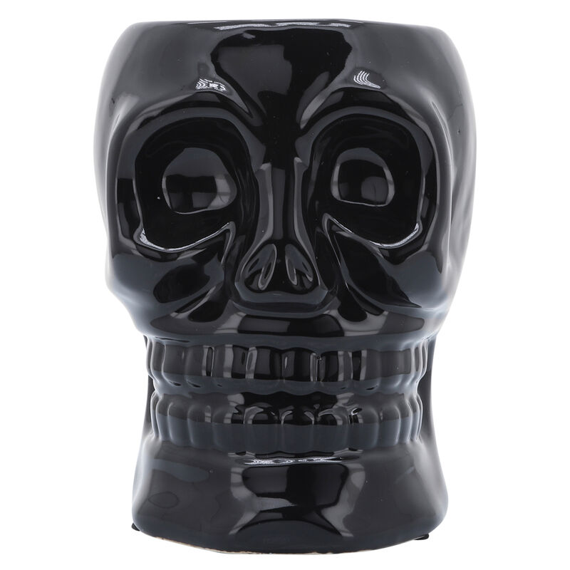 Cer, 6" Skull Vase, Black image number 0
