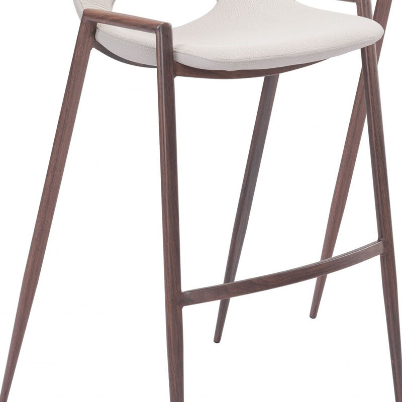 Hivvago Set of Two 29  Inch Beige And Brown Steel Low Back Bar Height Bar Chairs
