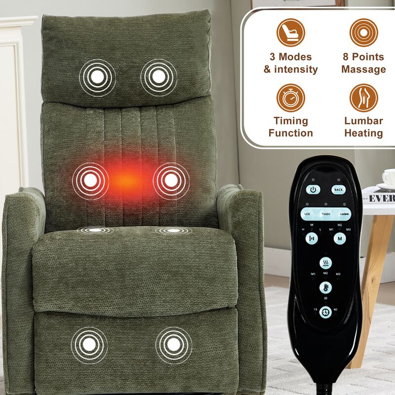 Chenille Manual Recliner Chair with Heat and Massage, Living Room Rocker and Swivel Chair image number 3