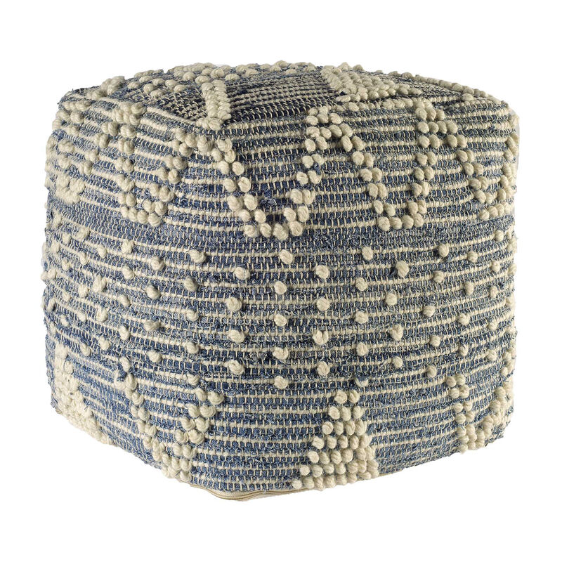 Handwoven Geometric Pouf Ottoman – Versatile Footrest or Seat