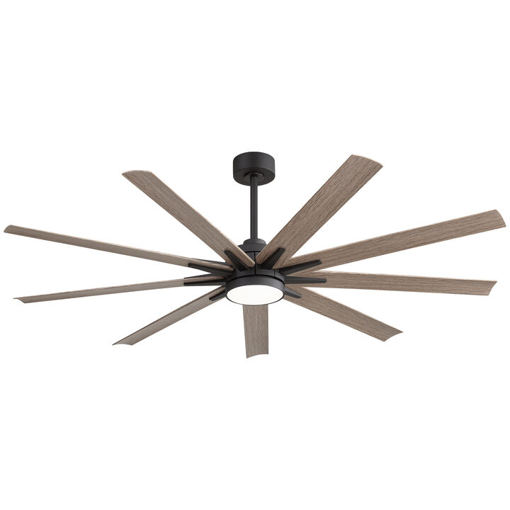 Breezary 65" LED Ceiling Fan with Light, DC Motor, 6-Speed Remote, Reversible, Quiet, 9 ABS Blades, 3CCT, Memory Function