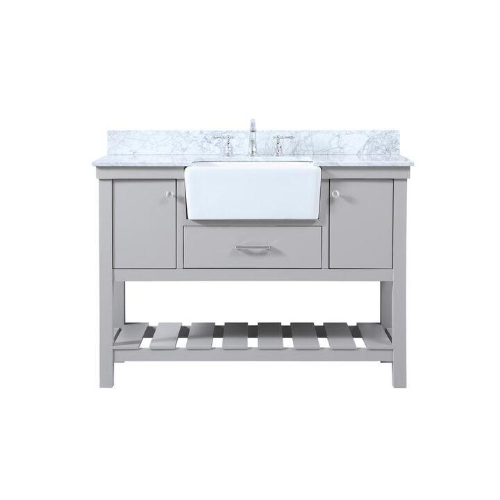 Elegant Kitchen and Bath 48 inch Single bathroom vanity in grey with backsplash