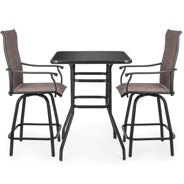 Sour Citrus 3-Piece Outdoor Bar Set With All Weather Textilene Bar Stools