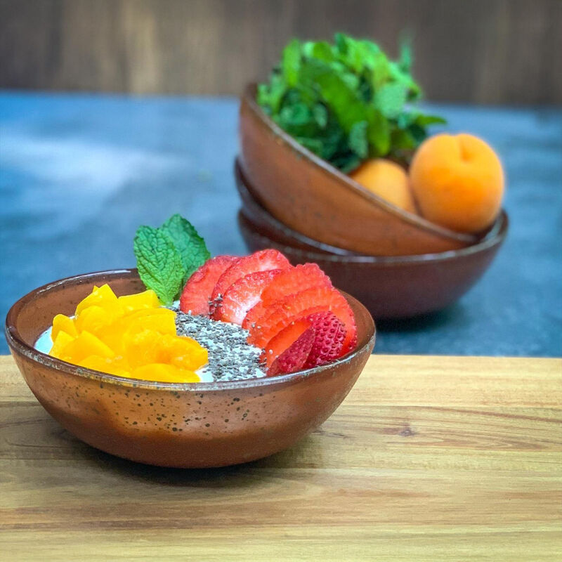 Glass Dinnerware dia.5.5" h:2" 14 oz. Round Paprika Glass Bowl (Set of 2)