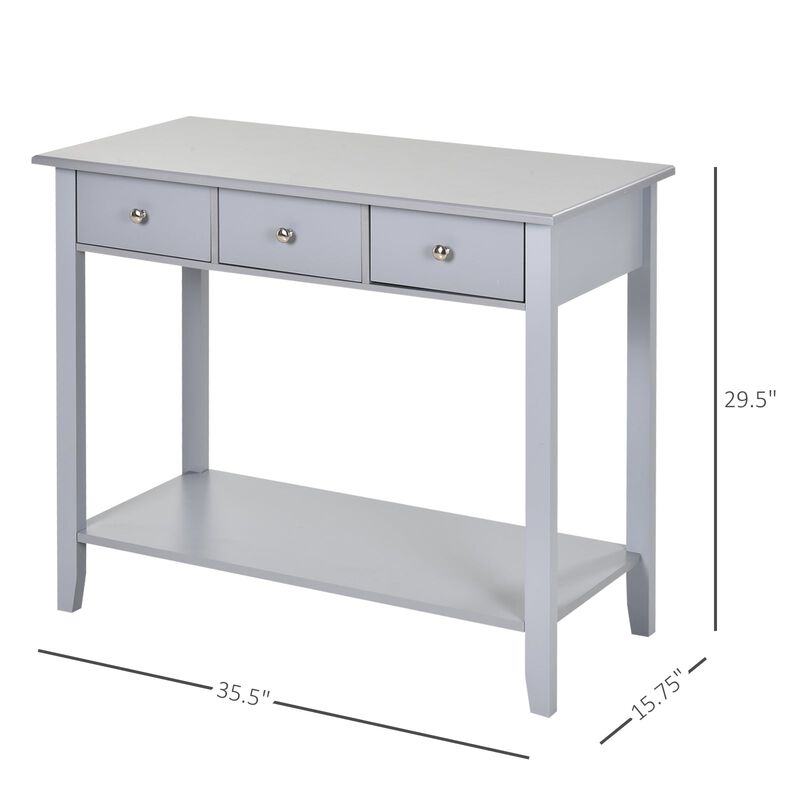 Grey Industrial Entryway: Console Table with Drawer & Shelf