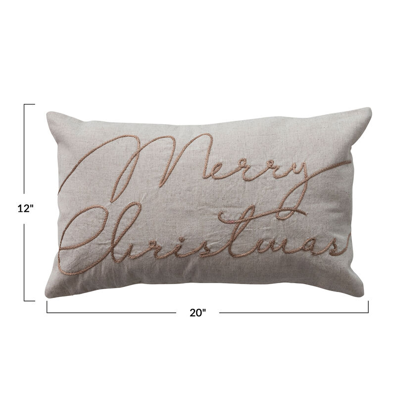 Artisan Embroidered Cotton & Linen Lumbar Pillow, Natural and Copper image number 1