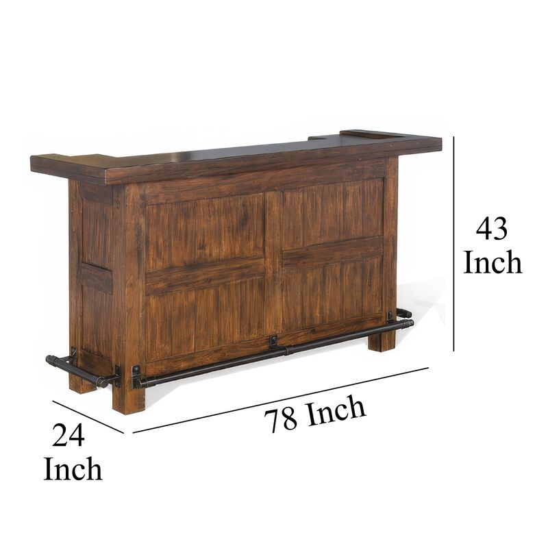Reggie Freestanding Home Bar Counter, 78 Inch Cherry Brown Wood
