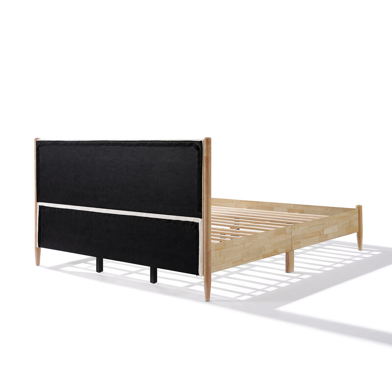 Christopher Knight Home Lennon Contemporary Rubberwood Bed with Upholstered Headboard