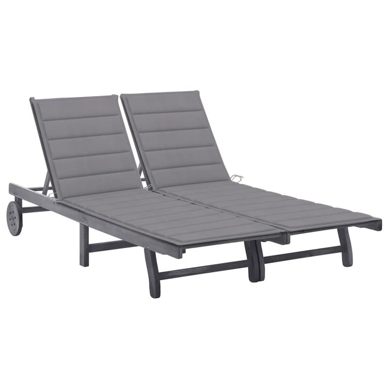 Sunlounger Grey Solid acacia wood