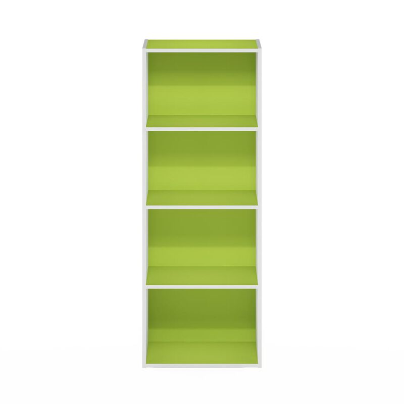 Furinno Luder 4-Tier Open Shelf Bookcase, Green/White