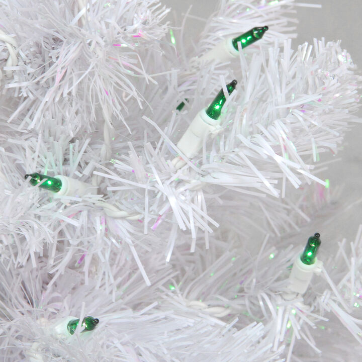 2' Pre-Lit Small White Pine Artificial Christmas Tree  Green Lights