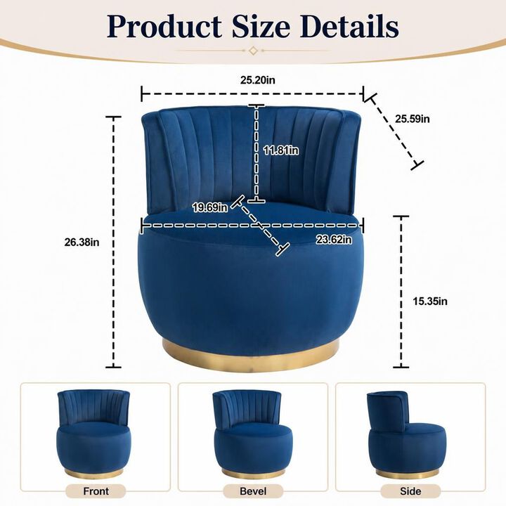 GOODSILO 360 Degree Swivel Barrel Accent Chair, Upholstered Round Armchair for Living Room, Bedroom, Office, Nursery, Lounge, Waiting Rooms