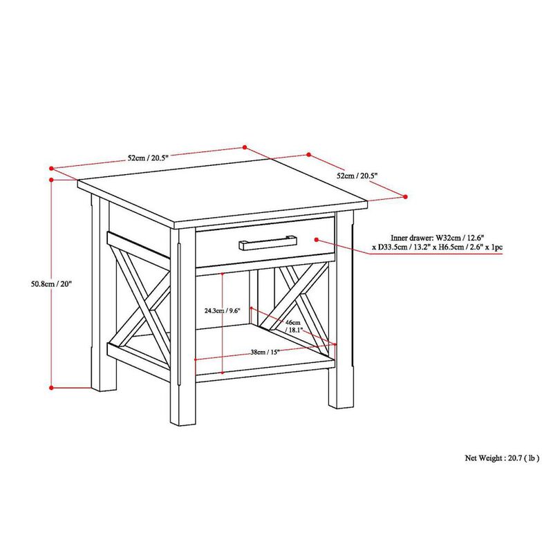 Simpli Home Kitchener Solid Wood End Table In Black
