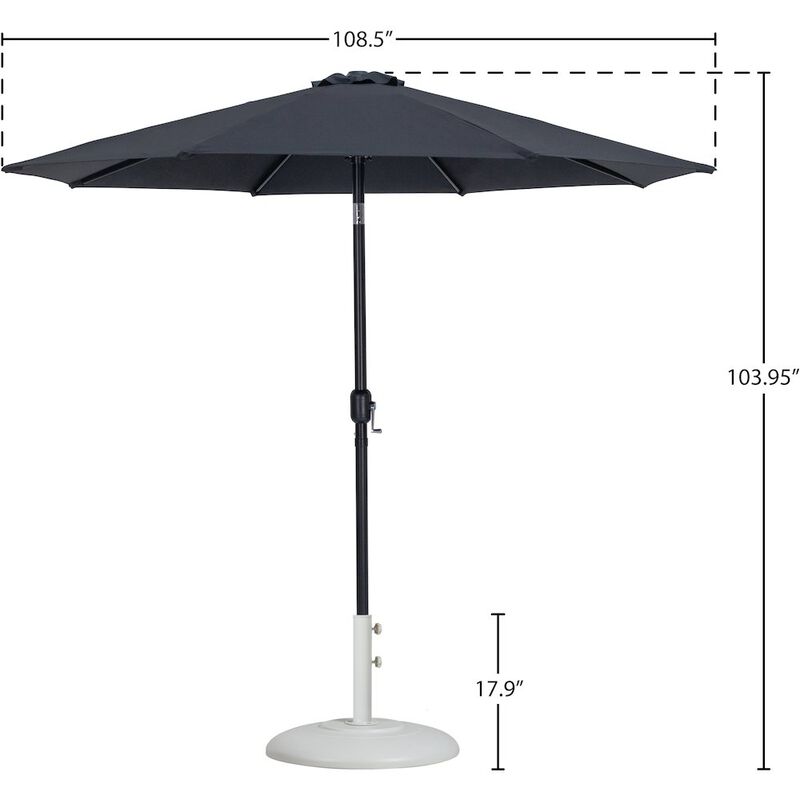 Meridian Furniture Fiji Black Fabric / Matte White Aluminum Patio Umbrella with Base Sets