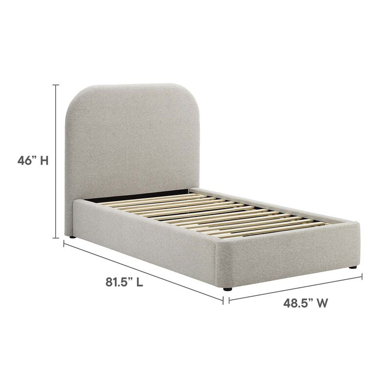 Keynote Upholstered Fabric Curved Twin Platform Bed image number 5
