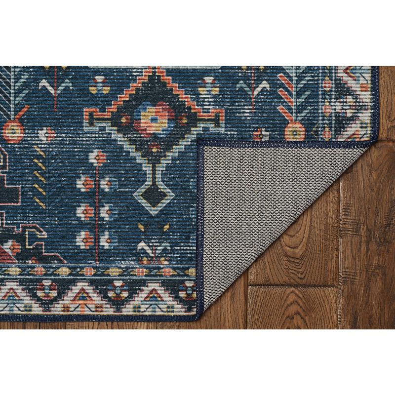 Linon Washable Larson Navy/Ivory, Rug image number 3