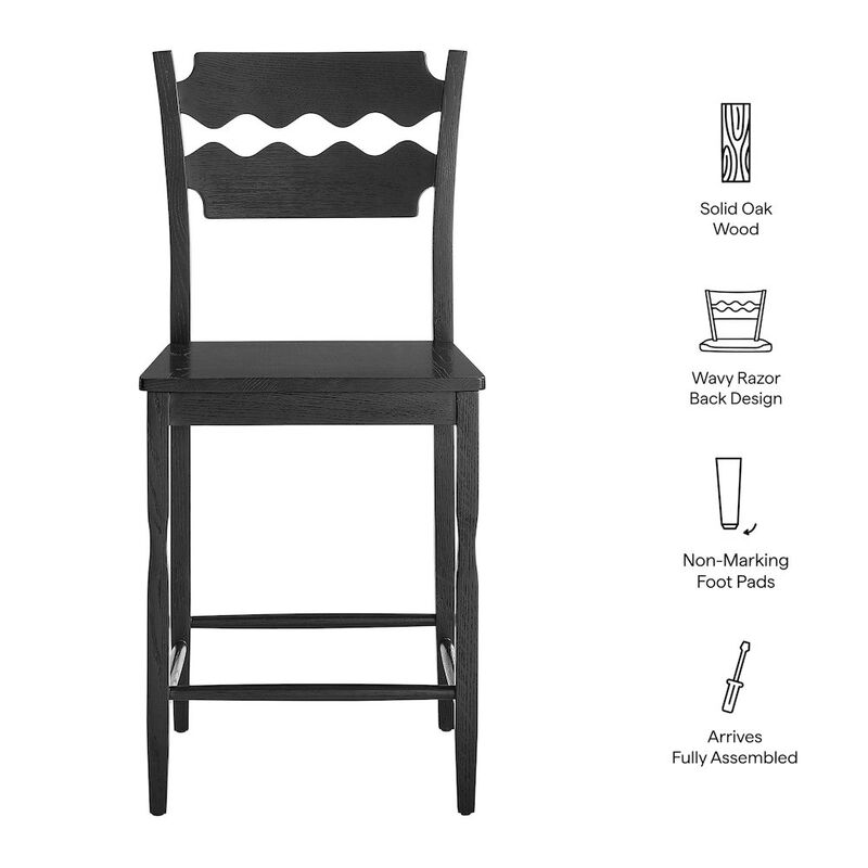 Jax Oak Wood Counter Stool With Wavy Razor Back image number 1