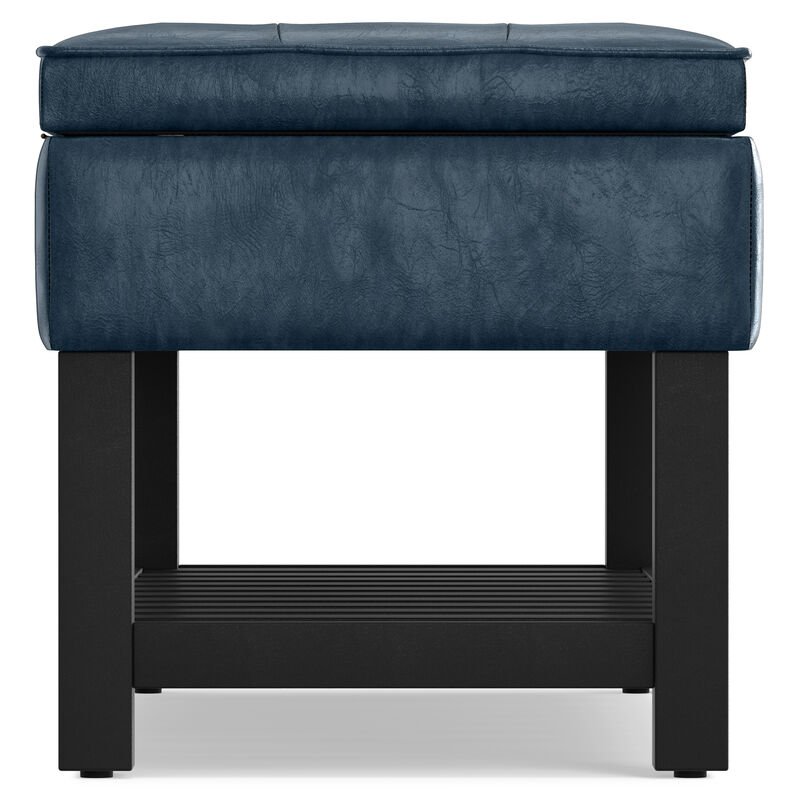 Cosmopolitan 44 inch Wide Transitional Rectangle Storage Ottoman Bench with Open Bottom in Denim Blue Faux Leather image number 5