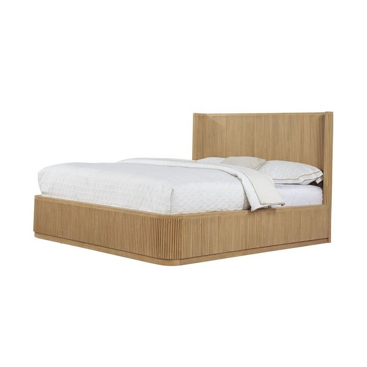 Best Master Furniture Quintet California King Platform Bed Frame, Modern Fluted Headboard - Brown